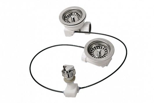 Выпуск для 2-х кухонных моек (решетка н/ж 113мм с автоматическими решетками-пробками) McAlpine