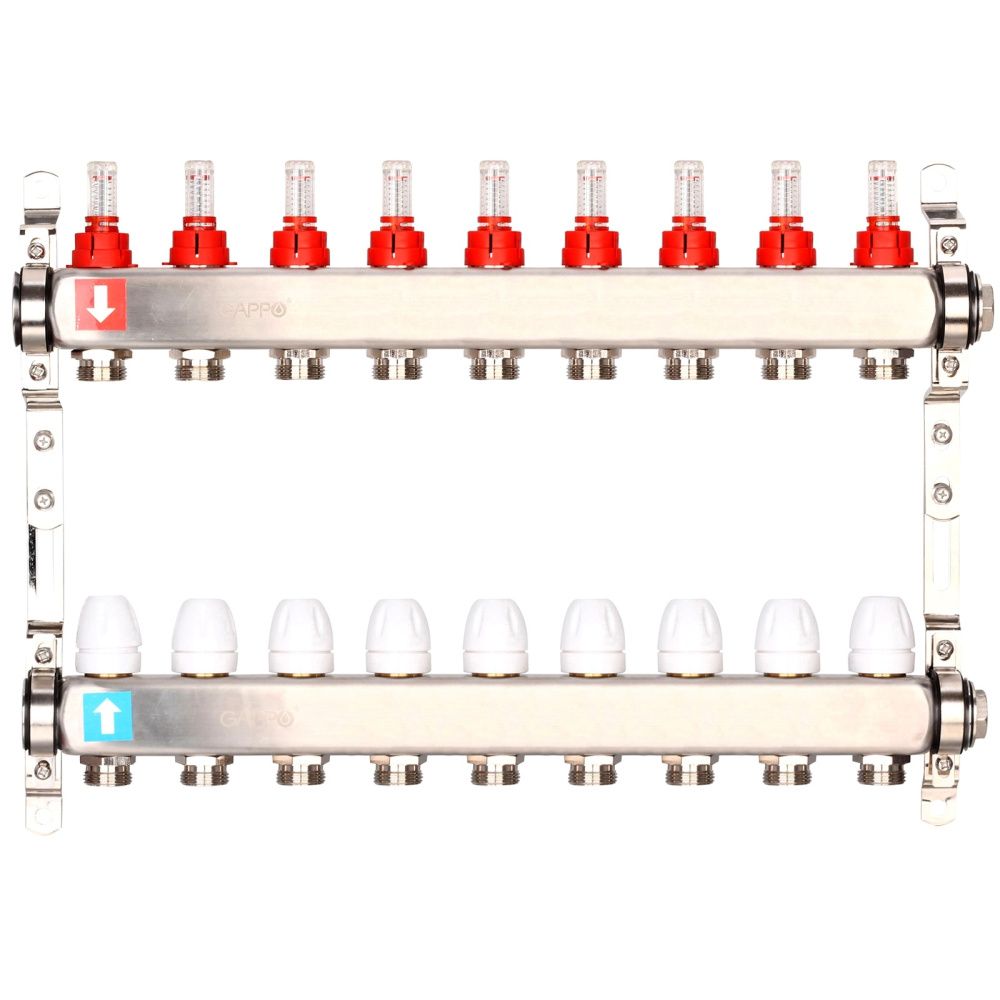 Коллектор из нержавеющей стали с расходомерами  (8 вых), Gappo