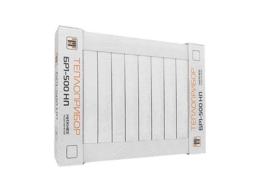 Радиатор биметаллический 500/90 мм 10 секций нижнее подключение справа Теплоприбор