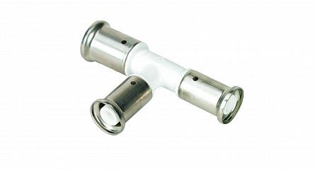 Тройник 20-16-16, ПВДФ, пресс (белый) HENCO