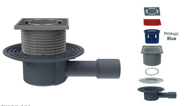 Трап гориз.  DN 40/50 с "сух. сифоном Primus blue"  HL