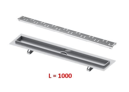 Комплект дренажного канала 1000мм и решетки Basic глянец, TECE