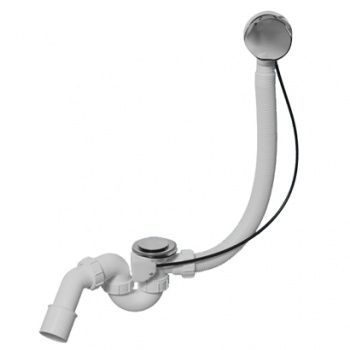 Сифон д/ванн (11/2х40) с автоперел. L575хDN34, (решетка 70, пробка) вых.DN40/50, хром McAlpine