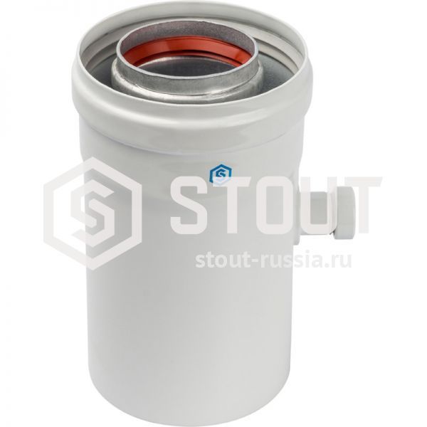 Элемент дымохода конденсатосборник гориз. 60/100, п/м с уплотн. STOUT Элемент дымохода конденсатосборник гориз. 60/100, п/м с уплотн. STOUT
