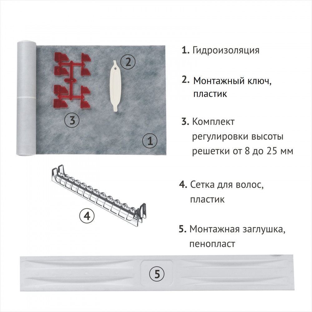 Дренажный канал BERGES SUPER Slim 1000 нерж. сталь решетка мат. хром S-сифон D50 H60 бок. выпуск