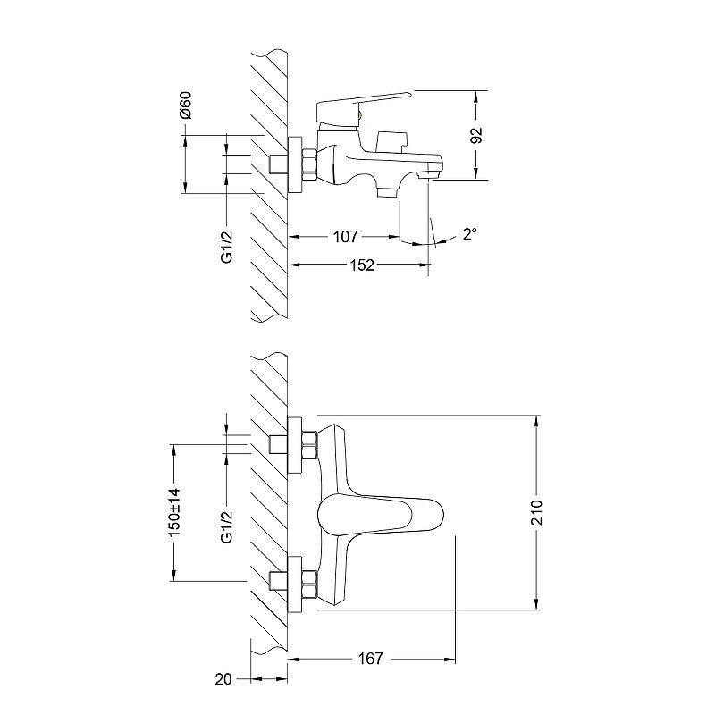 Смеситель для ванны POINT (с лейкой и шлангом) хром LEMARK