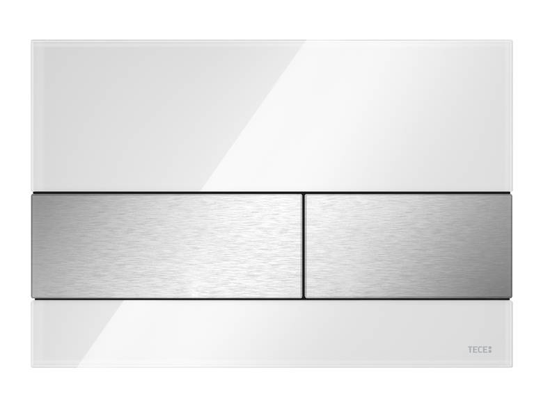 Клавиша TECEsquare, стекло белое, клавиши нерж. сталь, сатин