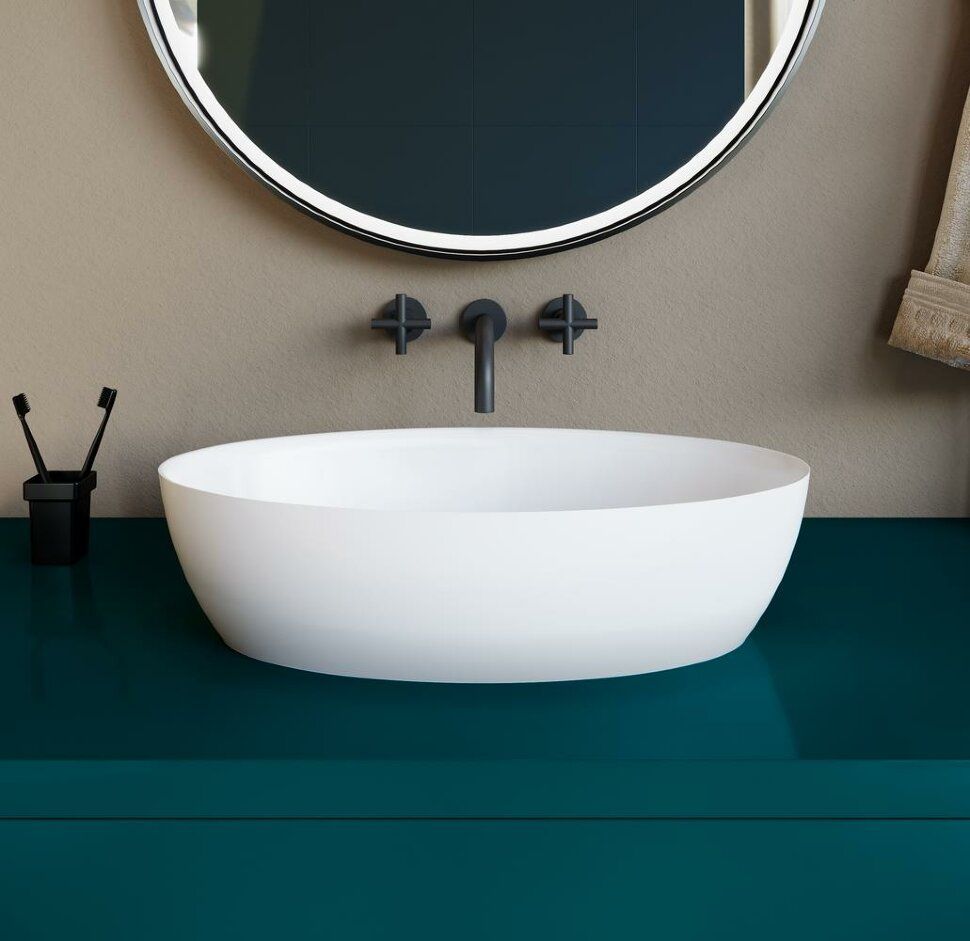 Раковина S-sense ALDA 01 глянцевая (снаружи матовая RAL6004) Salini Раковина S-sense ALDA 01 глянцевая (снаружи матовая RAL6004) Salini