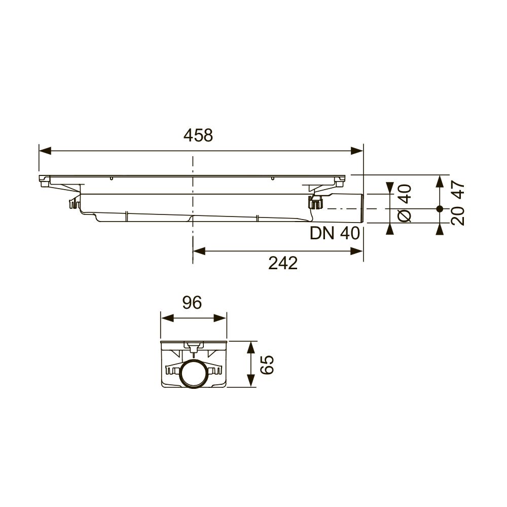 Сифон TECEdrainprofile "заниженный" DN 40 боковой слив