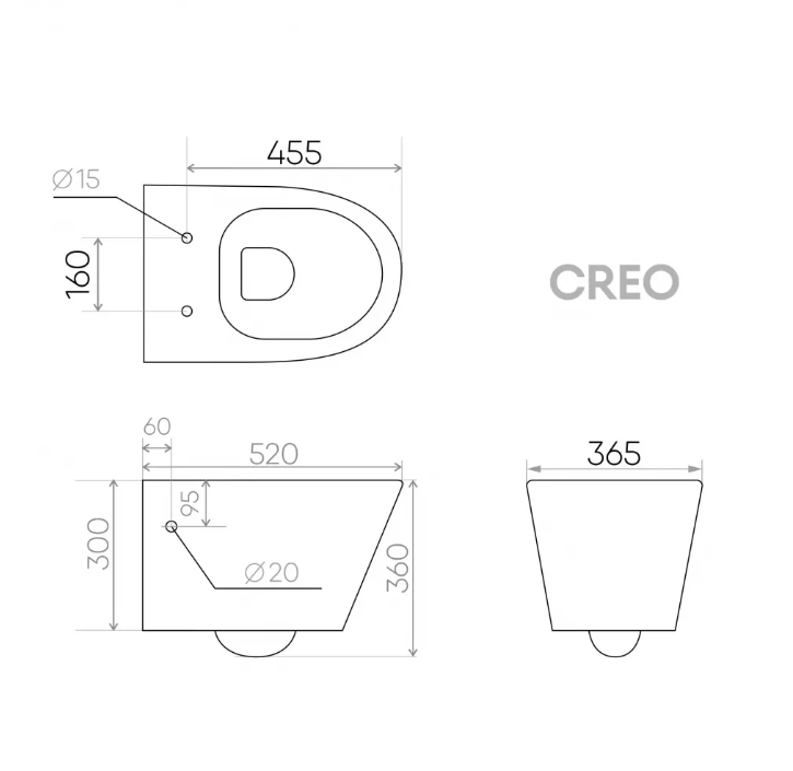 Унитаз подвесной безободковый с сиденьем микролифт CREO CERAMIQUE