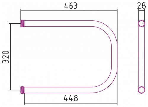 Полотенцесушитель П-образный 320х450, G 1" резьба-сгон Стилье