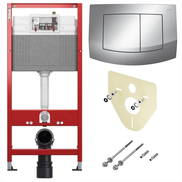 Комплект 4в1 TECEbase 2.0 для установки подвесного унитаза с панелью TECEambia, хром глянцевый, TECE