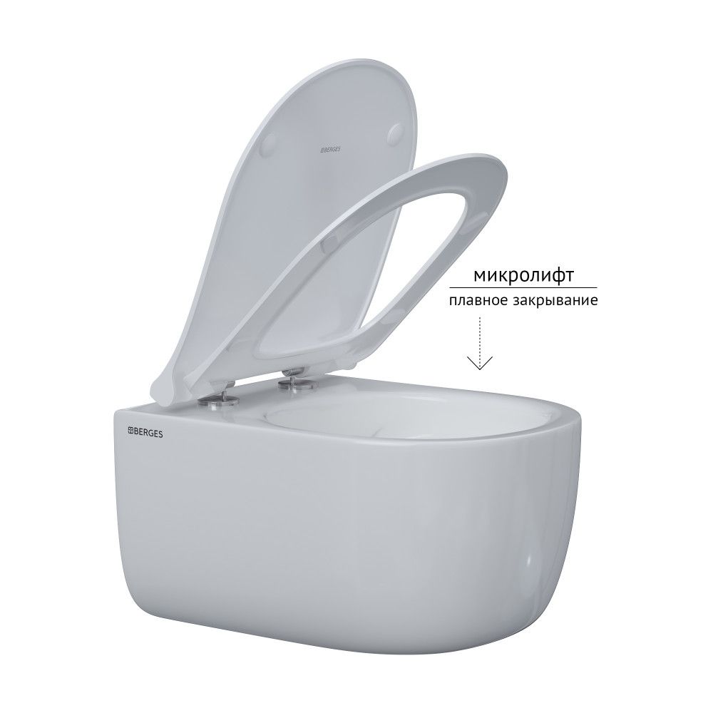 Комплект: инсталляция NOVUM525+ кнопка L3 (хром гл.)+ унитаз EGO Rimless с сиденьем Toma Slim BERGES