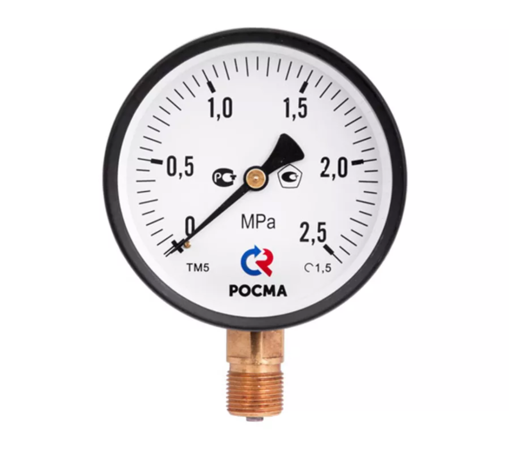 Манометр ТМ-610Р.00 (0..0,1 МПа), G1/2", 150мм, кл.т. 1,5, 150С