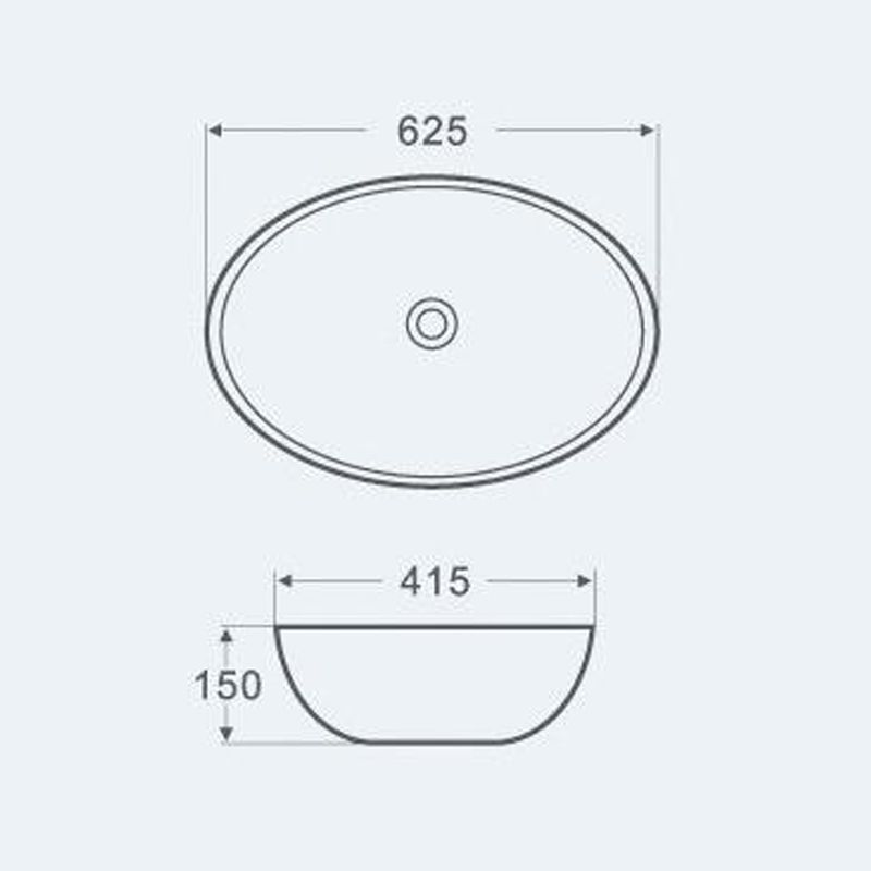 Раковина накладная 625*415*150 белый AZARIO