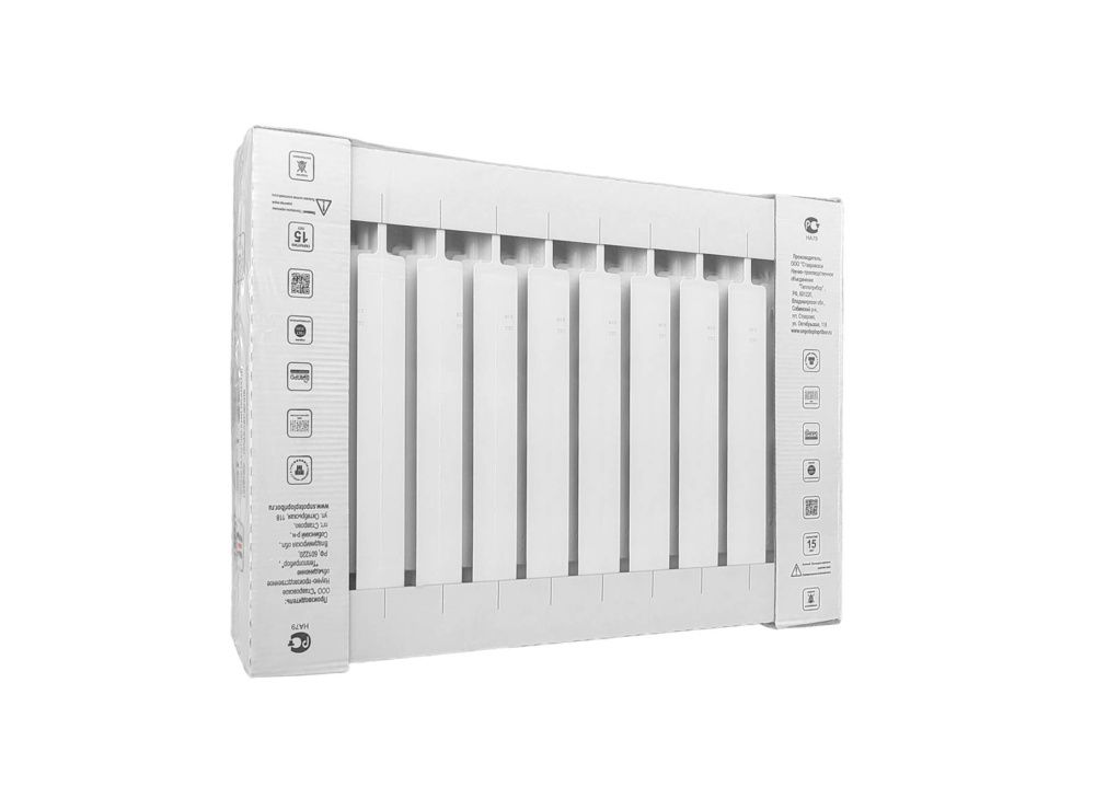 Радиатор биметаллический 500/90 мм 10 секций нижнее подключение справа Теплоприбор