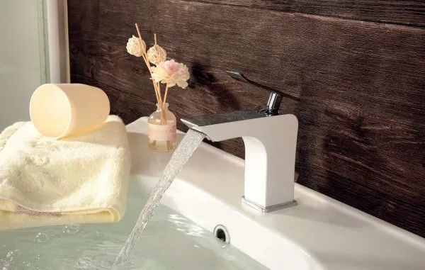 Смеситель для умывальника CONTEST монолитный, хром/белый, LEMARK