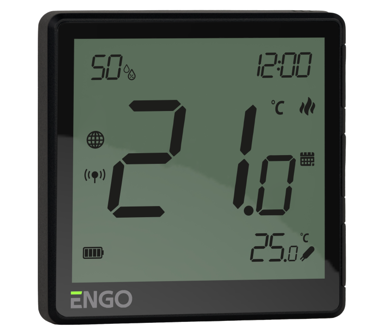 Терморегулятор беспроводной, черный, с модулем Zigbee, с аккумулятором, ENGO