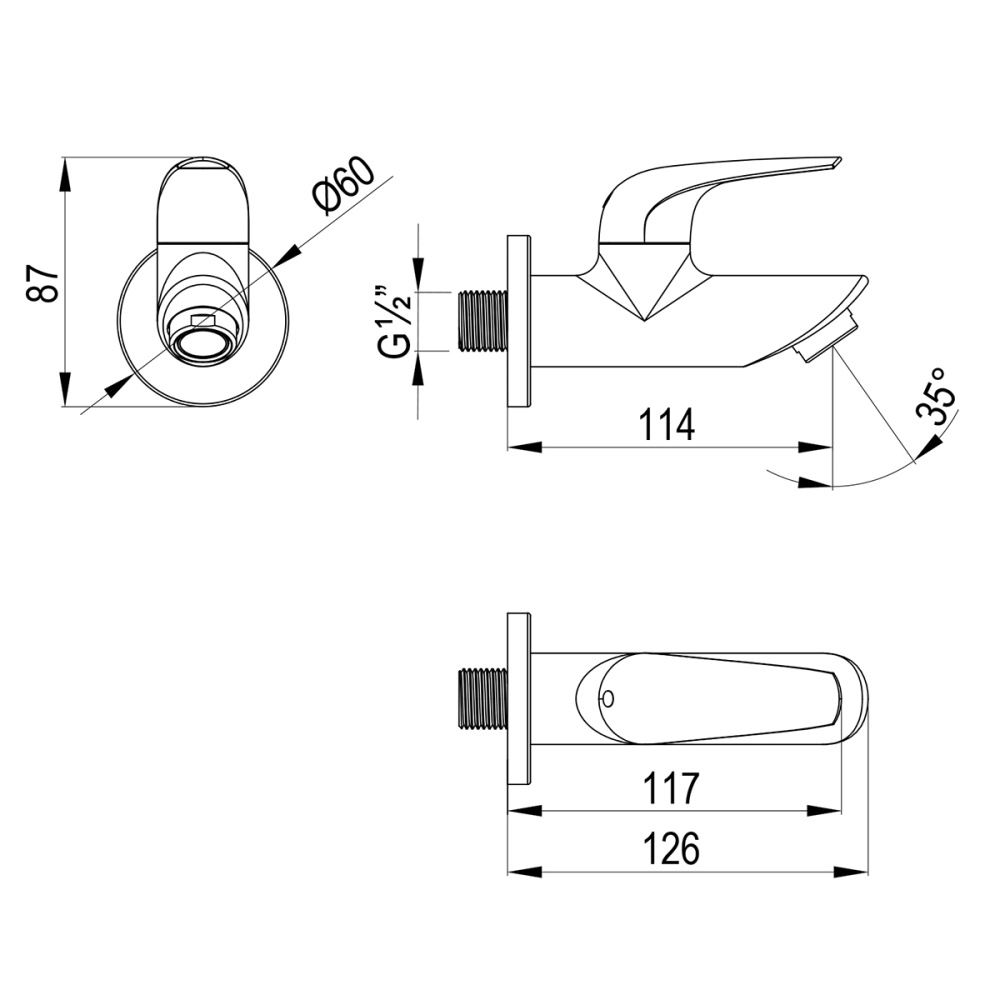 Кран для бани PROJECT 1/2" черный Lemark