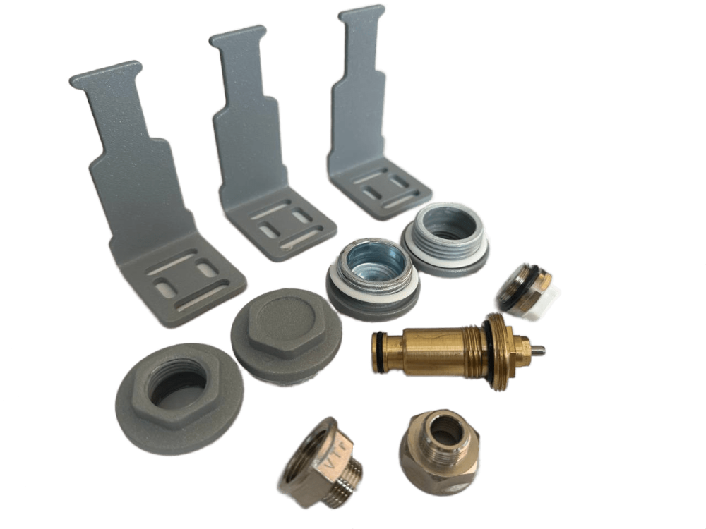 Комплект нижнего подключения Silver RAL 9006 темное серебро Муар