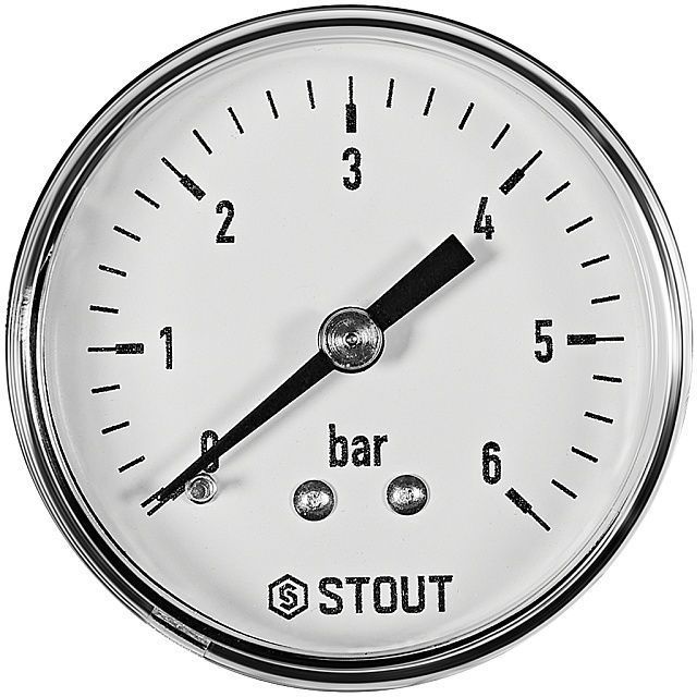 Манометр аксиальный. Корпус Dn 50 мм 1/4 , 0...6 бар, кл.2.5, STOUT 
