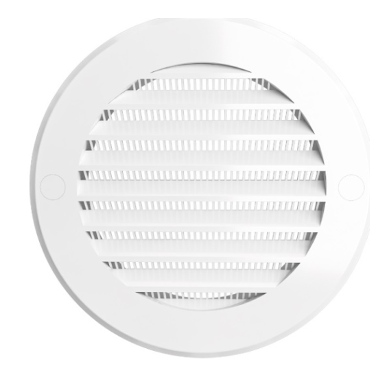 Решетка вентиляционная круглая с пластиковой сеткой D150 вытяжная АБС с фланцем D125