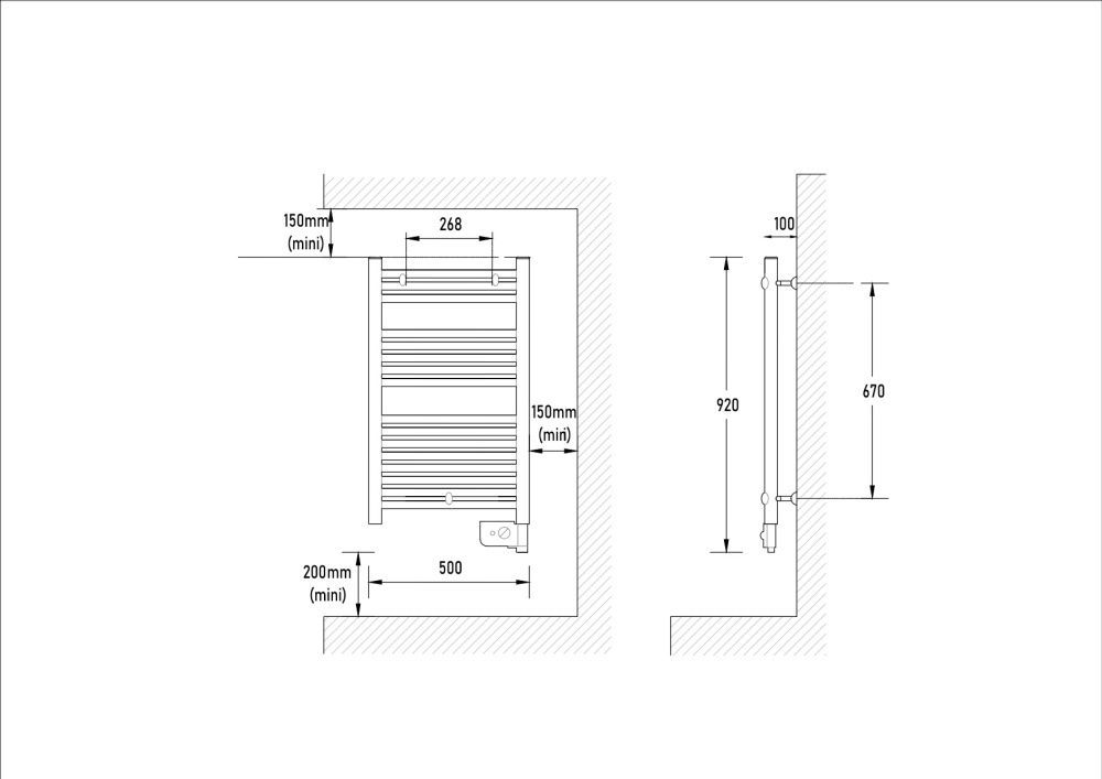 Полотенцесушитель электрический 2012, 920х500х100, 300Вт, хром, Atlantic
