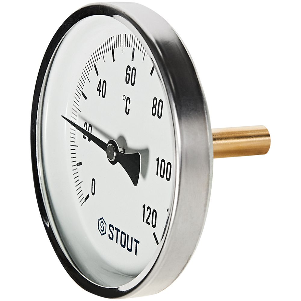 Термометр биметаллический осевой с погружной гильзой. Корпус Dn 100 мм, гильза 50 мм 1/2 , 0...120°С