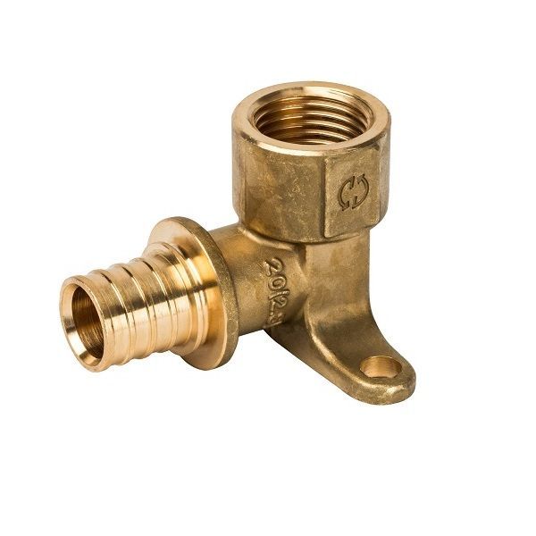 Угольник настенный с креплением 20-1/2 ВР латунь STOUT