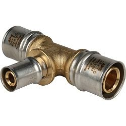 Тройник 26х16х26 латунь пресс Stout