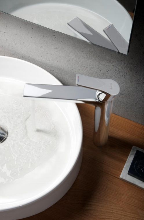 Смеситель для раковины на одно отверстие высокий, 240 мм, гладкий,KLUDI ZENTA SL, хром