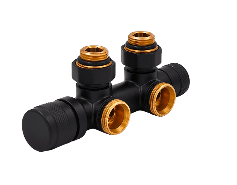 Узел нижнего подключения термостат."Lunar" угловой правый 1/2"х3/4"Е,Черный мат, Primoclima Armature