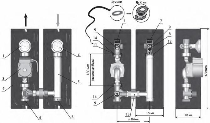 Насосная группа V-MK 1 1/4" с насосом Wilo PARA SC 7.0, со смесителем, подающая линия слева
