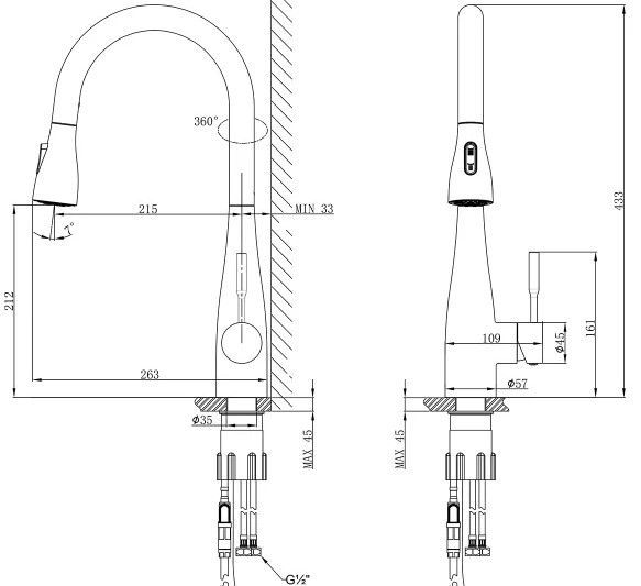 Смеситель для кухни EXPERT, с вытяжным изливом, LEMARK