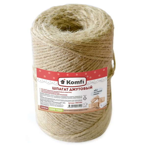 Шпагат джутовый 100м 1200 текс. Komfi