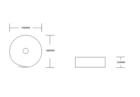 Раковина накладная овальная GLACE (440*460*150), без перелива, белый глянец, MILLEAU