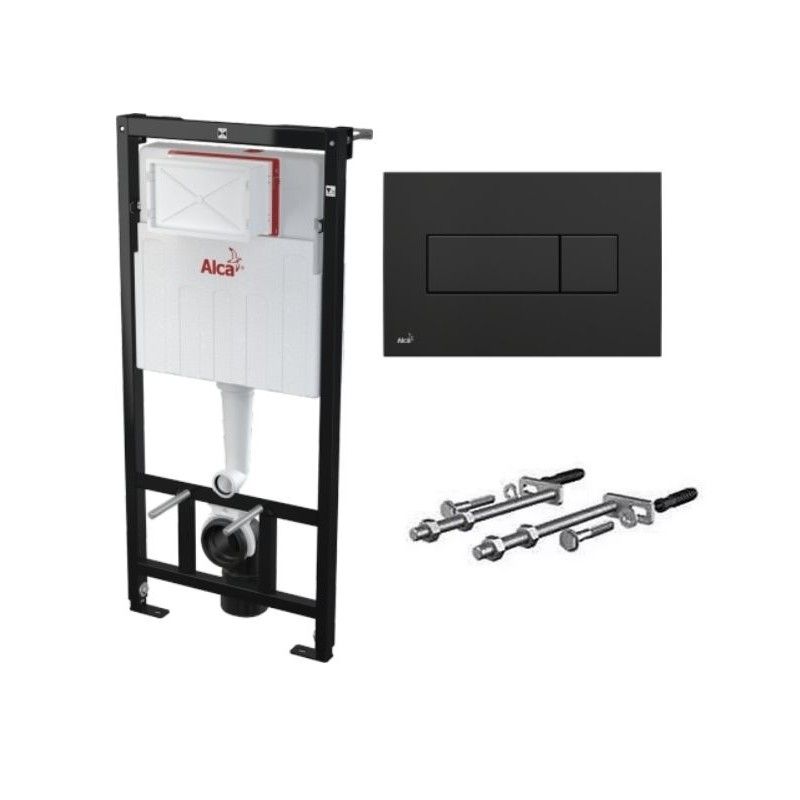 Набор инсталляции для унитаза 4 в 1 с кнопкой M578 черный-мат Alcaplast