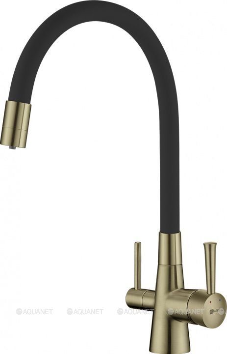 Смеситель для кухни COMFORT с гибким изливом, с подкл к фильтру, черный/бронза, LEMARK