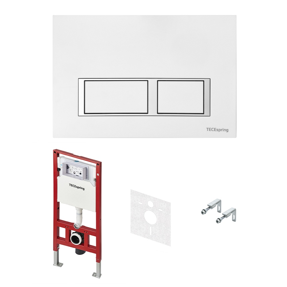 Комплект TECEspring, панель смыва с квадратными кнопками Белый глянцевый