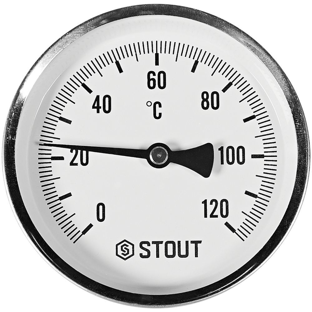 Термометр биметаллический осевой с погружной гильзой. Корпус Dn 100 мм, гильза 50 мм 1/2 , 0...120°С