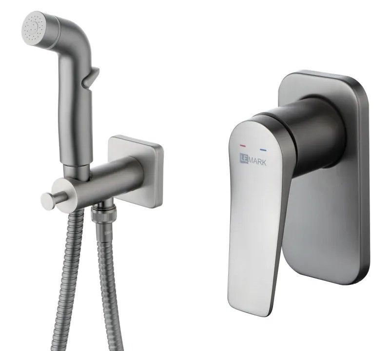 Смеситель с гигиеническим душем Bronx (раздельный), встраиваемый (графит), LEMARK