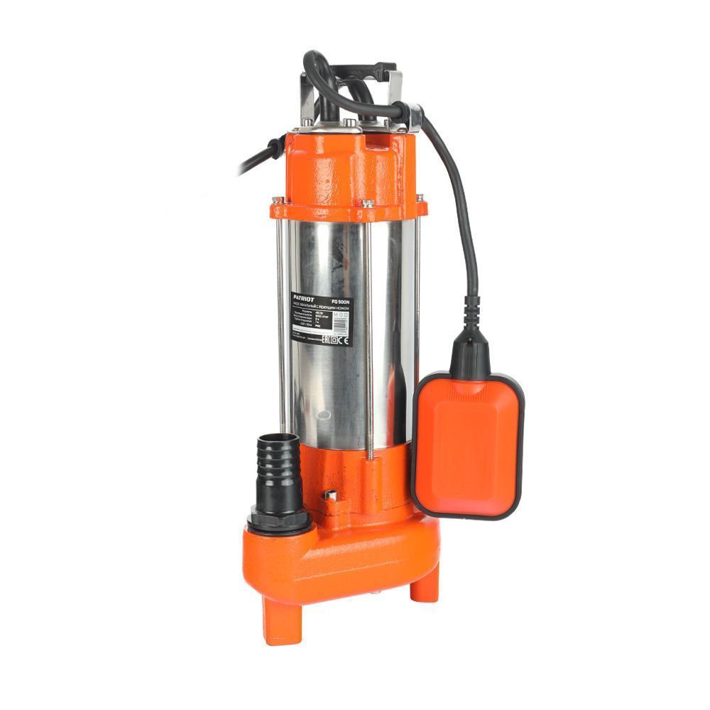 Насос дренажный FQ500 N, С НОЖОМ, д/грязной воды, корпус - чугун. 500 Вт, 8000 л/час PATRIOT