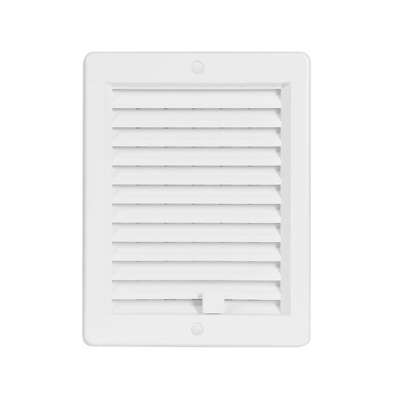 Решетка вент. VM 150х200 UB с монтажной рамой и жалюзи, белая, пласт.  HACO