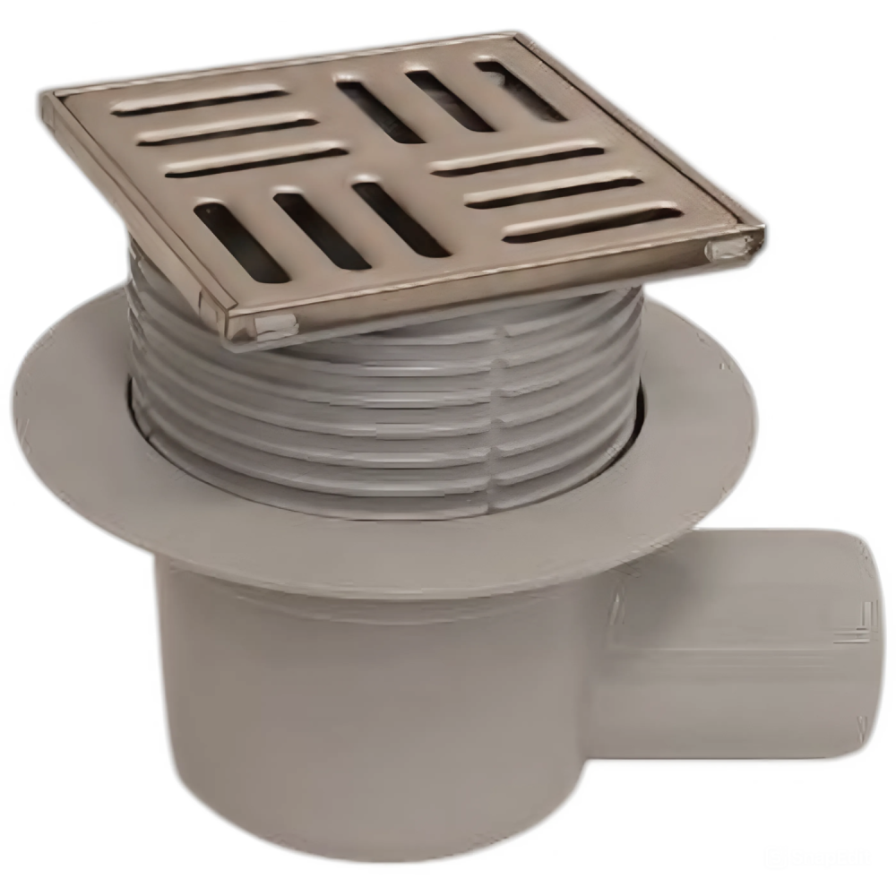 Трап горизонтальный с сухим затвором решетка нерж 100/100х50 АниПласт