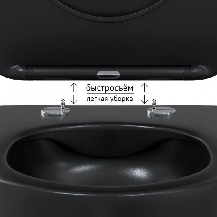 Унитаз подвесной VENTAS Black Rimless 49 см, сиденье дюропласт Ventas Slim BERGES