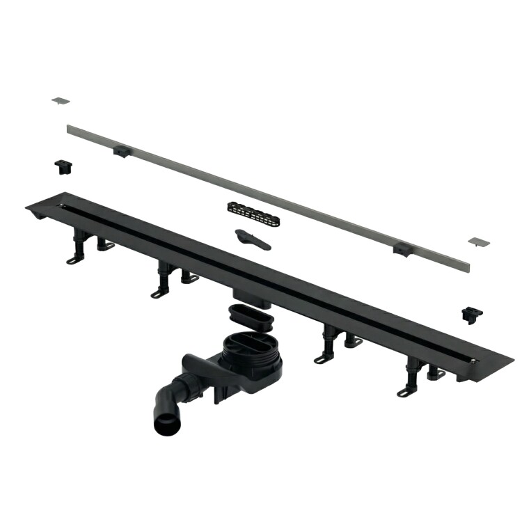 Канал дренажный подрезной 300-1200мм Gun Metal Brushed, комб.затвор, Vario Drain Splendy