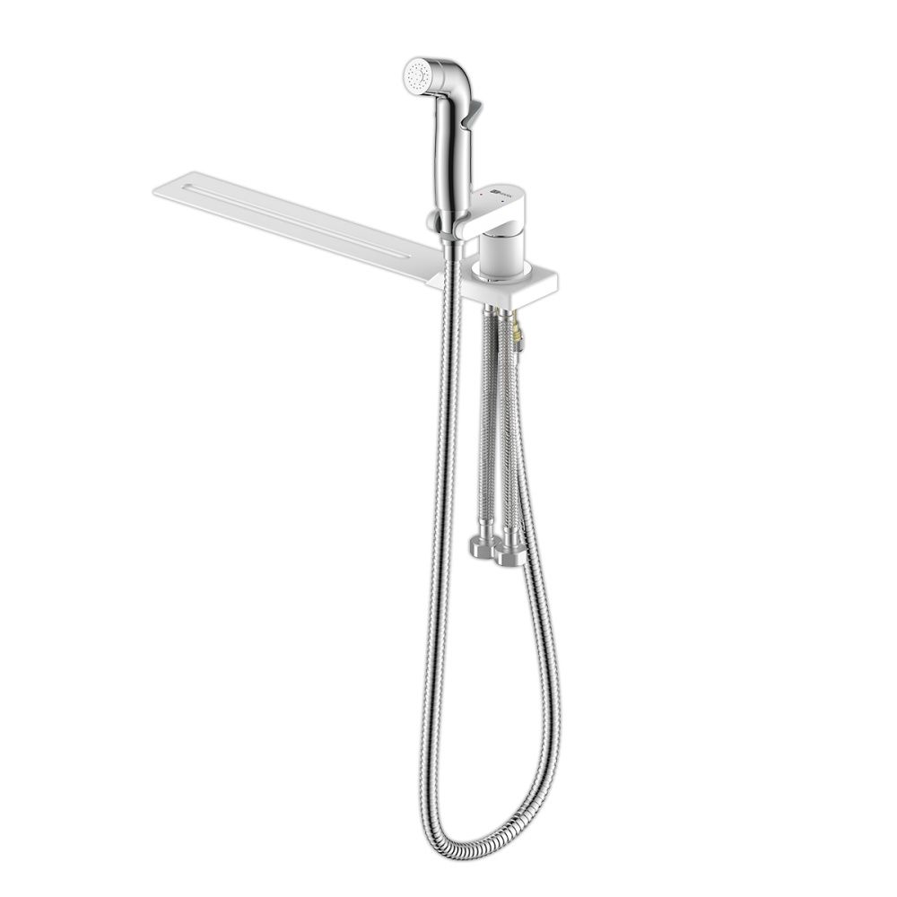 Смеситель с гигиеническим душем Solo, устанавливаемый на унитаз, хром/белый, LEMARK