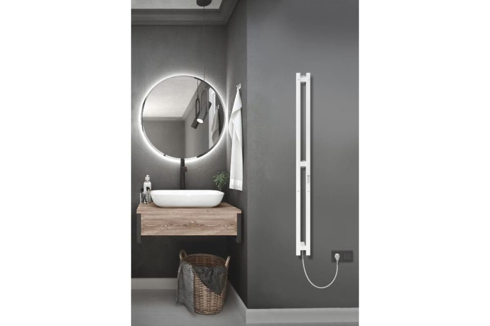 Полотенцесушитель Style PRO (electro) 120/10 (скр.монтаж, унив.подкл.R/L, Белый матовый) INDIGO