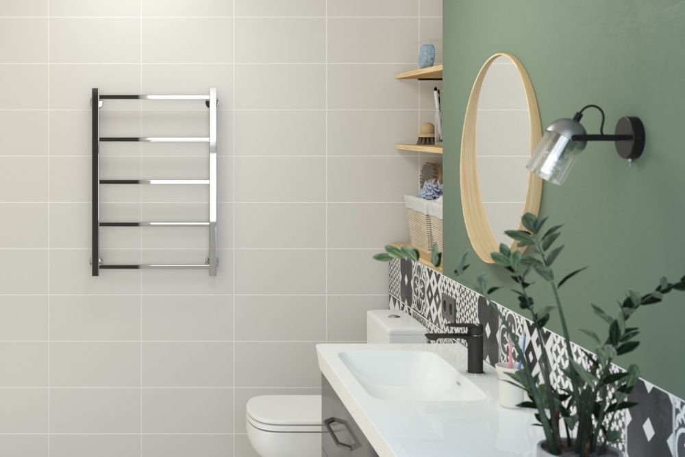 Полотенцесушитель водяной "Версия - КН" 800х500 (4 перекладины) П 20х20, нержавеющая сталь, Стилье