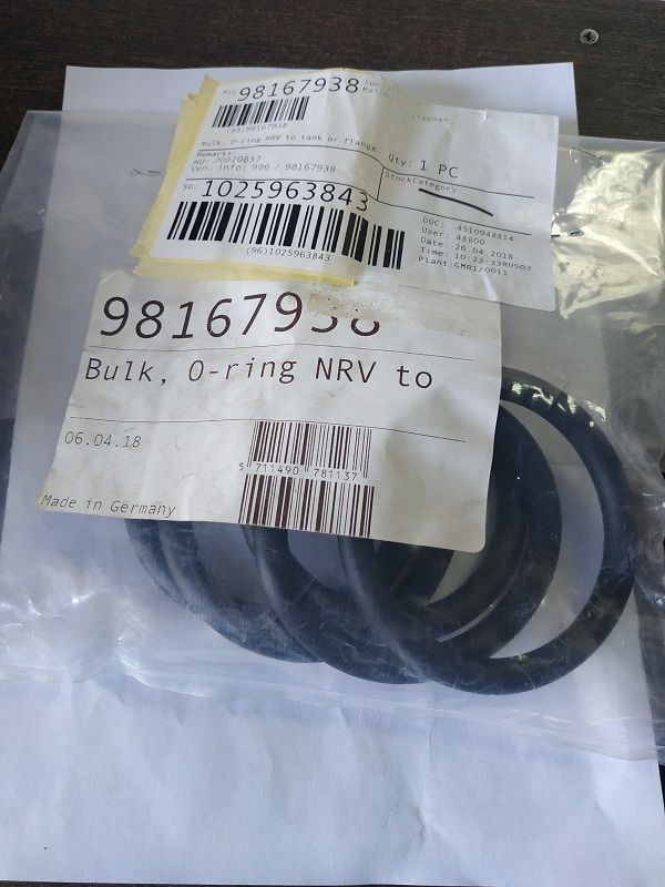 Кольца уплотнительные, комплект 5шт, Bulk, O-ring NRV to tank or flange